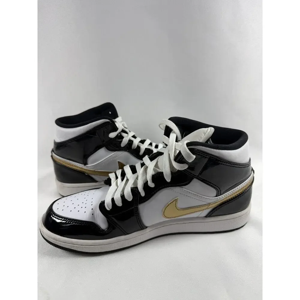 Size 9.5 - Jordan 1 Mid SE Patent Black Gold